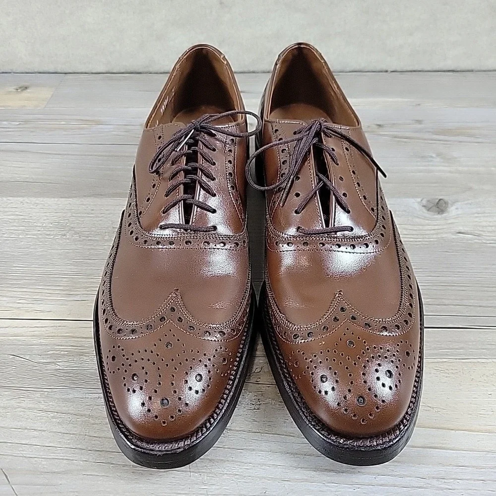 Allen Edmonds Mens Shoes 10 4A AAAA Wingtip Brown Oxford 6375 Brogue Super Slim